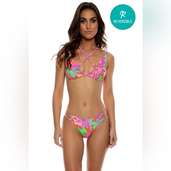 Luli Fama Vivi Il Momento Crossing String Tank Bralette Top and matching bottoms - Picture 1 of 3